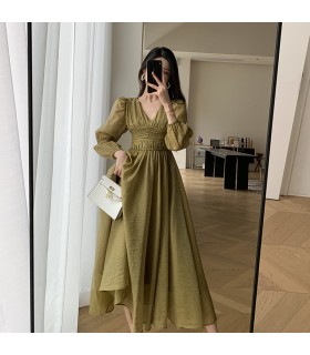 Gonna leggera a maniche lunghe in vita di lusso 