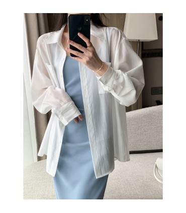 Top in Tencel versatile con protezione solare sottile a maniche lunghe 