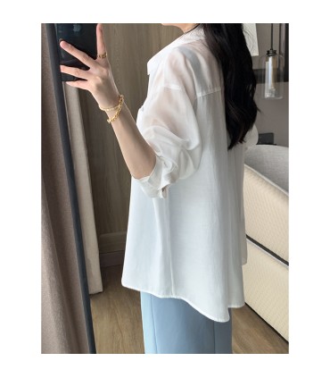 Top in Tencel versatile con protezione solare sottile a maniche lunghe 