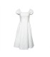 Col carré pause café courte jacquard petite robe blanche 