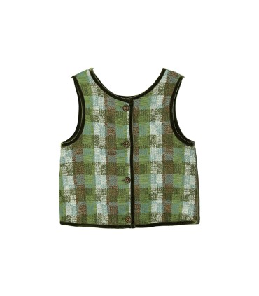 Checkerboard Velvet Wrapped Vest Vest