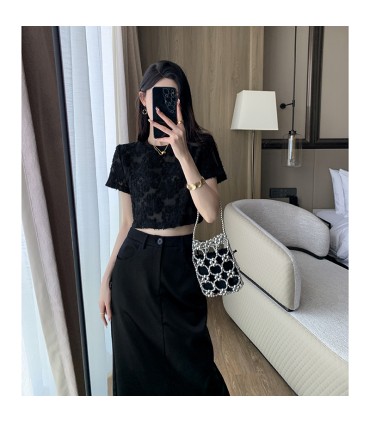 Backless Hollow Short Sleeve Round Neck Top 