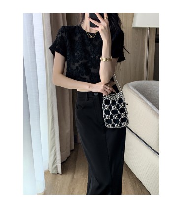 Backless Hollow Short Sleeve Round Neck Top 