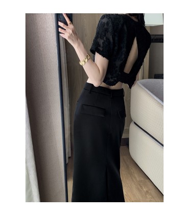 Backless Hollow Short Sleeve Round Neck Top 