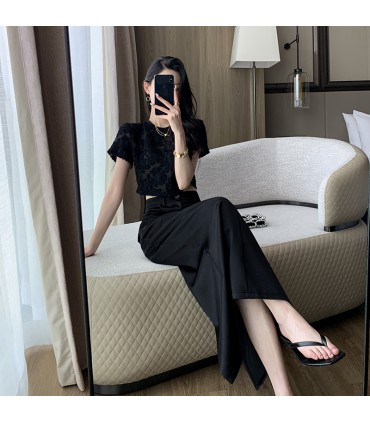 Backless Hollow Short Sleeve Round Neck Top 