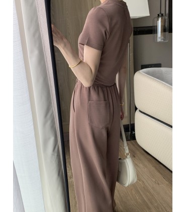 Pantaloni casual larghi a vita alta con drappeggio dritto e vestibilità attillata 