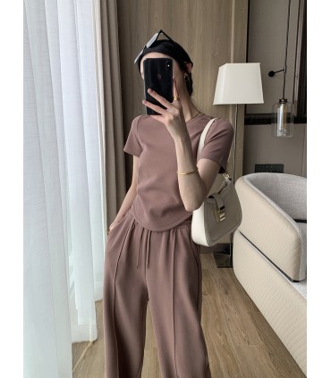 Pantaloni casual larghi a vita alta con drappeggio dritto e vestibilità attillata 