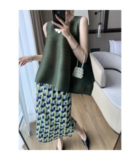 Fashionable high-waisted straight slit long skirt 