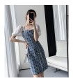 Xiaoxiangfeng rok pendek kerah persegi mewah ringan retro