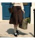 Plaid leather label wool skirt