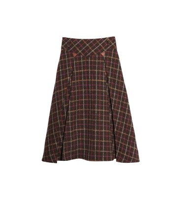 Geruit leren label wollen swingrok 