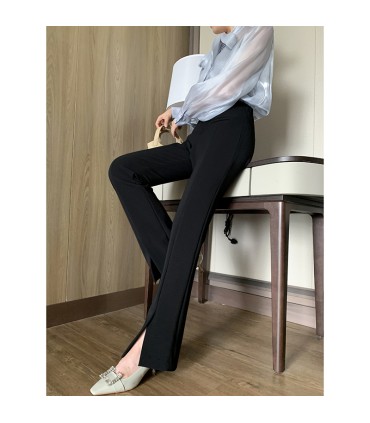 时尚高腰百搭开叉长裤子