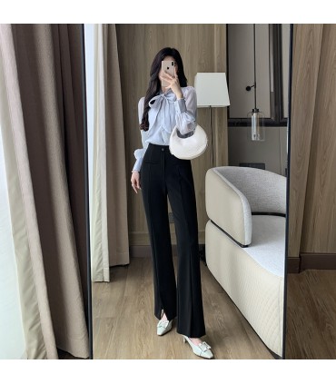 时尚高腰百搭开叉长裤子