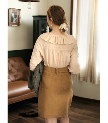 Collar Horizontal Accordion Pleated Textured Shirt