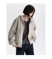 Light khaki zipper hooded jacket