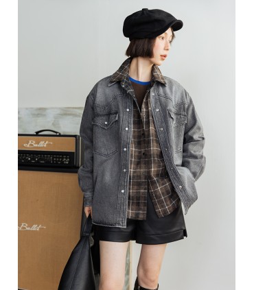 Plaid brushed casual shirt 