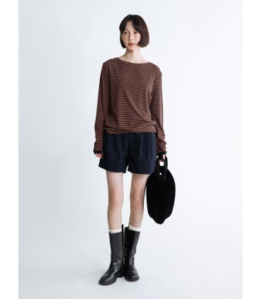 Striped round neck bottoming long-sleeved T-shirt