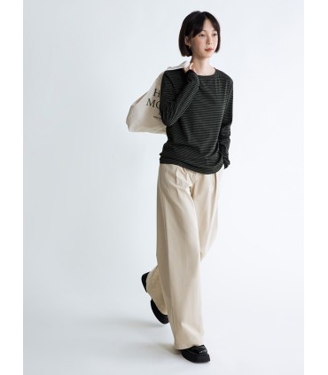 Striped round neck bottoming long-sleeved T-shirt