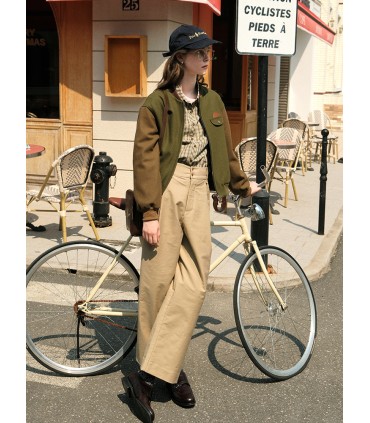 美式复古羊毛呢棒球外套