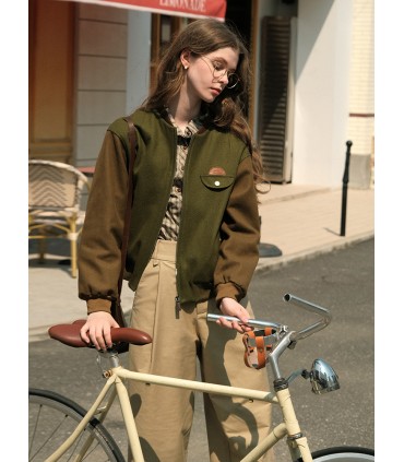 美式复古羊毛呢棒球外套