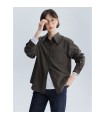 Double-sided brushed point-collar cotton shirt 