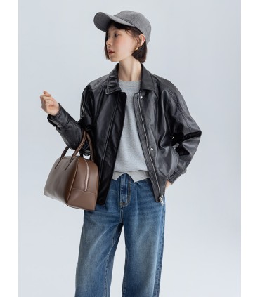 Chaqueta corta de cuero ecológica