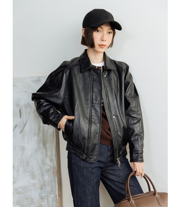 Chaqueta corta de cuero ecológica