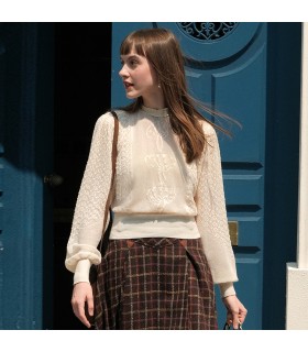 Demi-col roulé en tricot creux 