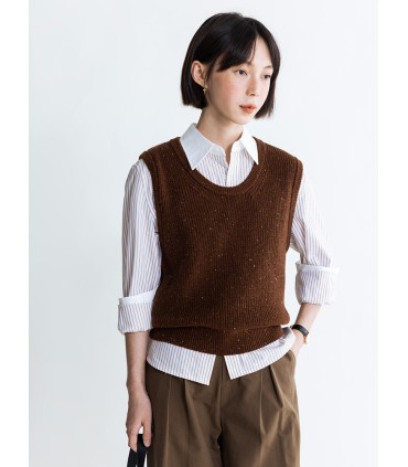ウール混クルーネックニットベスト