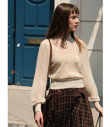 Medio cuello alto de punto hueco 