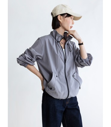 Mantel pendek jaket kerah berdiri gaya olahraga