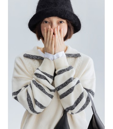Lapel striped sweater 