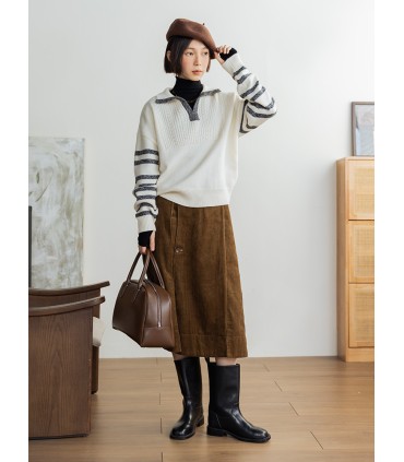 Lapel striped sweater 