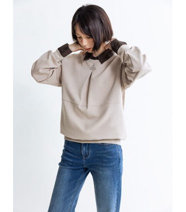 Pullover pleated deconstructed sweatshirt
