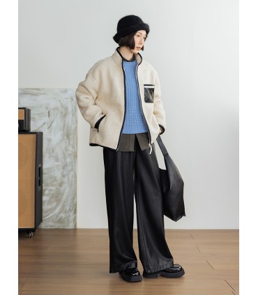 Kurtka z owczej wełny Kurtka aksamitna ziarnista 