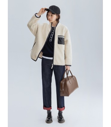 Kurtka z owczej wełny Kurtka aksamitna ziarnista 