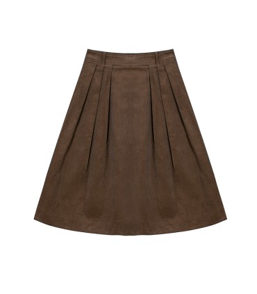 Corduroy pleated skirt