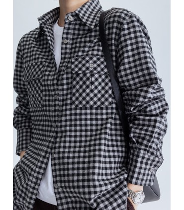 Gebürstetes Vintage-Langarmhemd für Arbeitskleidung