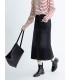黒とグレーのストレッチバックスリットデニムスカート