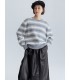 Sweater pullover leher awak bergaris
