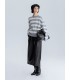 Sweater pullover leher awak bergaris