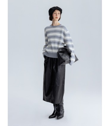 Gestreifter Pullover mit Rundhalsausschnitt