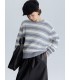 Pull col rond rayé