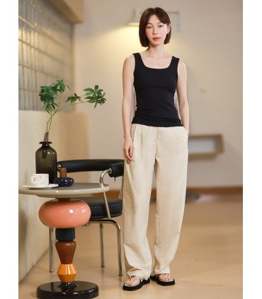 Pantalon décontracté fuselé en coton Tencel 