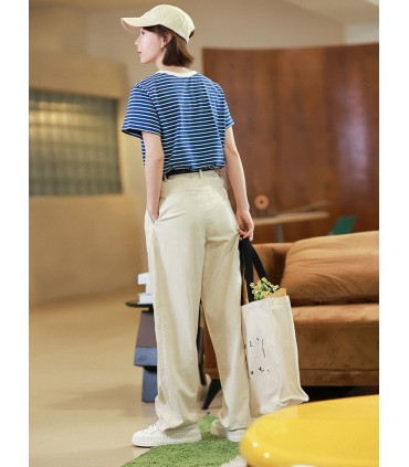 Tencel cotton tapered casual pants