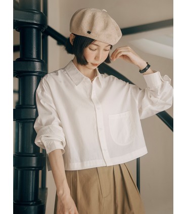 Camicia corta a maniche lunghe a forma di scatola