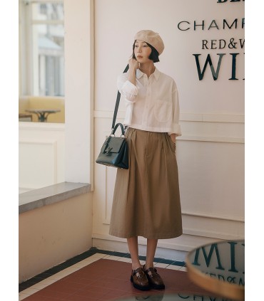 Camicia corta a maniche lunghe a forma di scatola