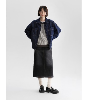 Áo vest dệt kim sọc pha trộn