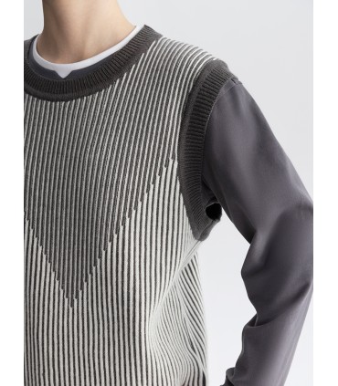 Áo vest dệt kim sọc pha trộn