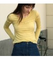 Elastic long-sleeved long-sleeved bottoming shirt with wavy border line contrasting colors 